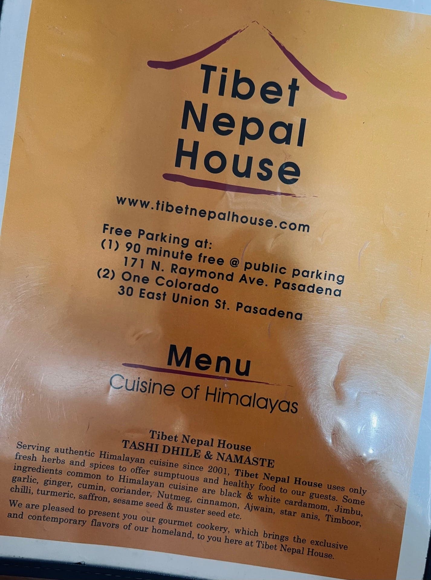 Tibet Nepal House, a restaurant in Pasadena